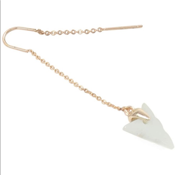 AMAZONITE ARROWHEAD GOLD CHAIN DROP EARRINGS - Picture 3 of 3